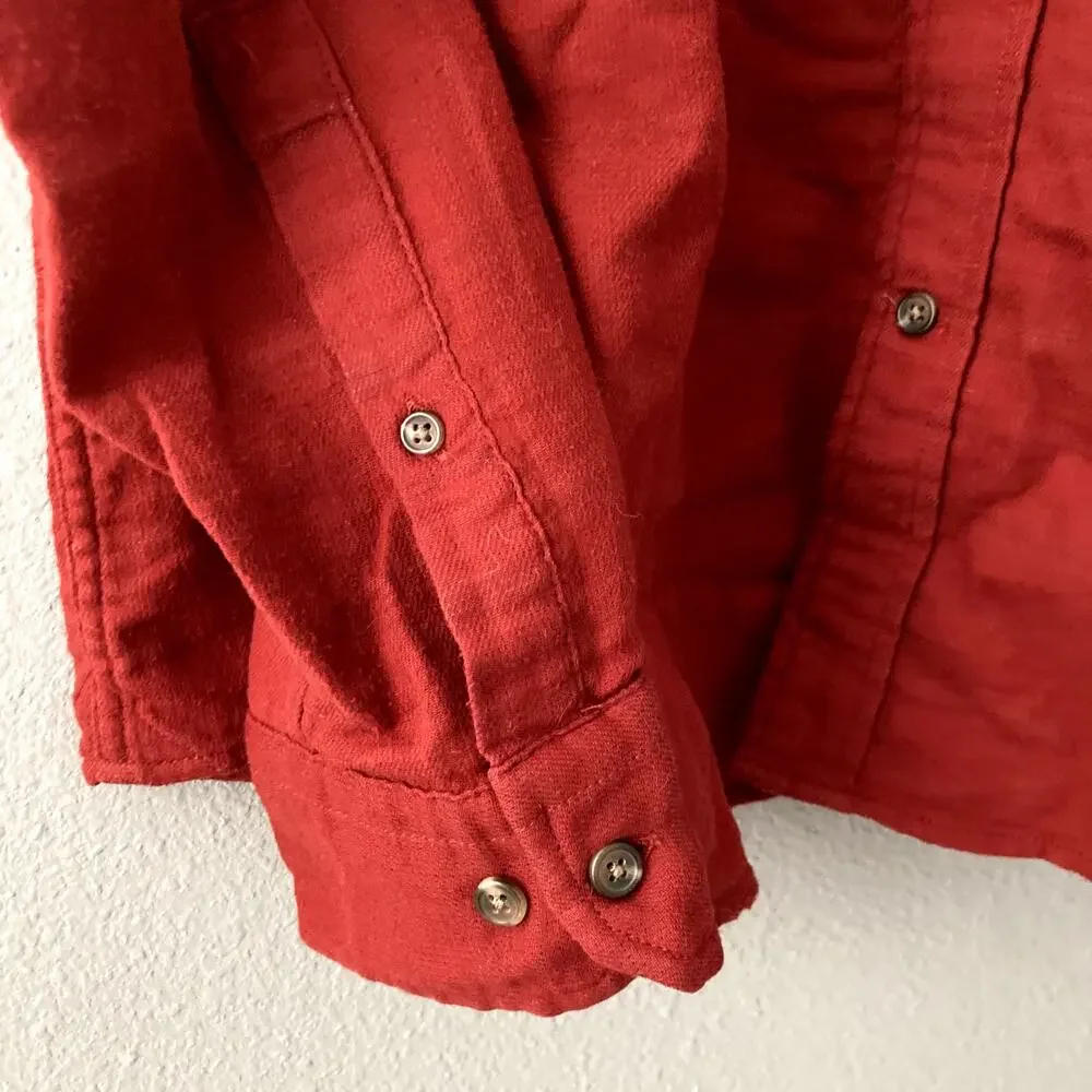 Banana Republic Flannel Button Up Shirt - Standard Fit - Red Orange - XL